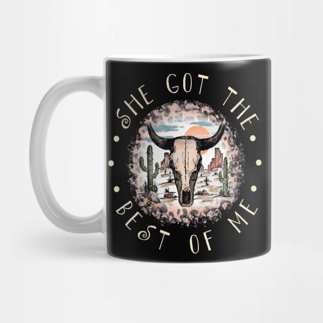 She Got The Best Of Me Country Music Leopard Bull Cactus by Monster Gaming